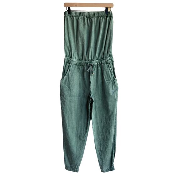 YFB "Reeve" Green Strapless Jogger Style Jumpsuit with Fringe Details size M - Picture 2 of 9